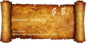 Gerner Benkő névjegykártya